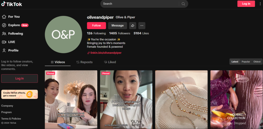 Olive & Piper TikTok Profile