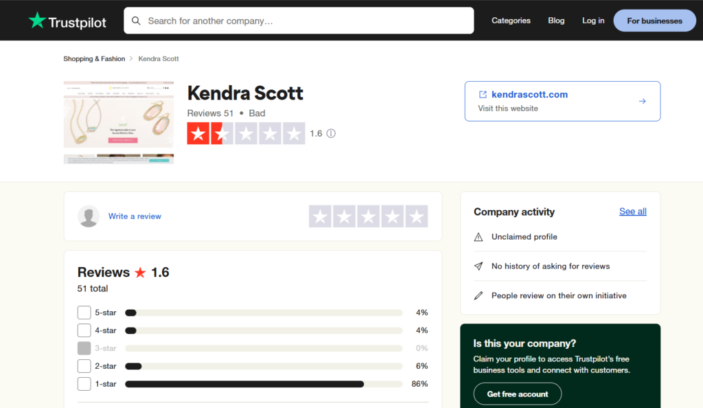 Kendra Scott Trustpilot