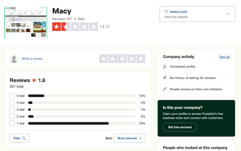 macy's jewelry trustpilot review