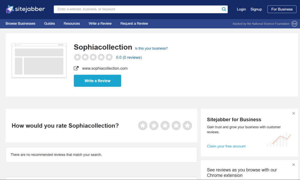 Sophia Collection Sitejabber