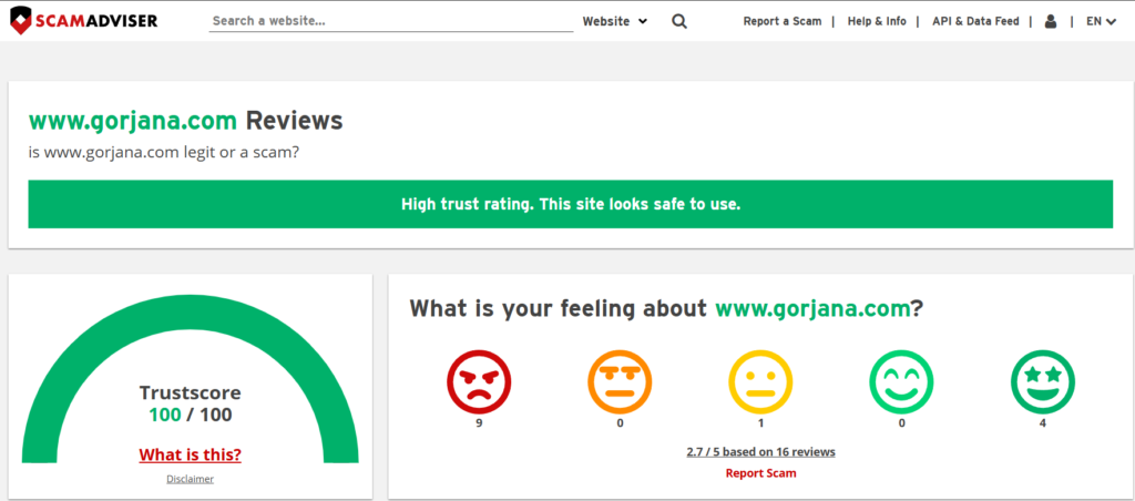 Gorjana reviews on Scamadviser