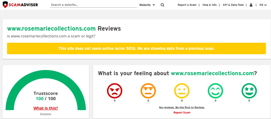 Rosemarie collections reviews on Scamadviser