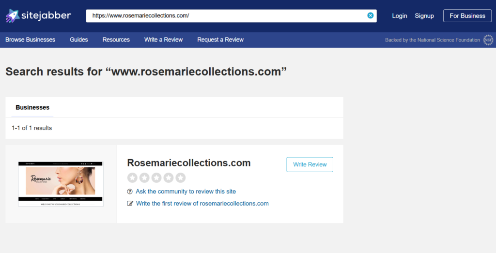 Rosemarie collections review on Sitejabber