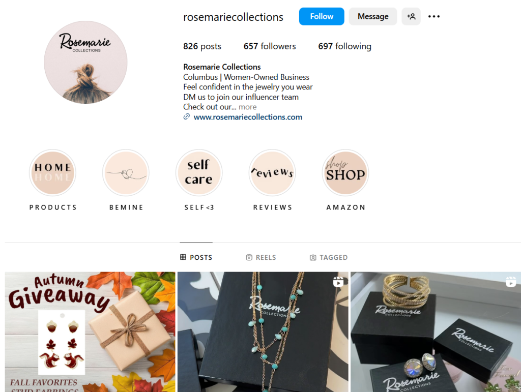 Rosemarie collections Instagram profile