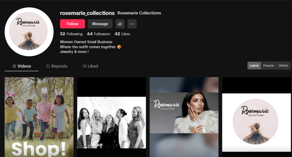 Rosemarie Collections TikTok profile