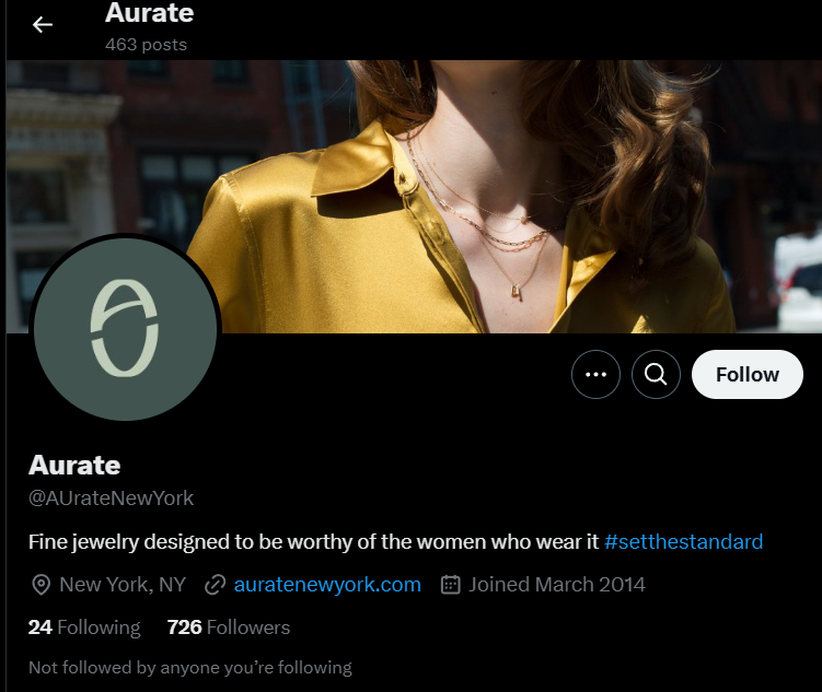 Aurate X (Twitter) profile