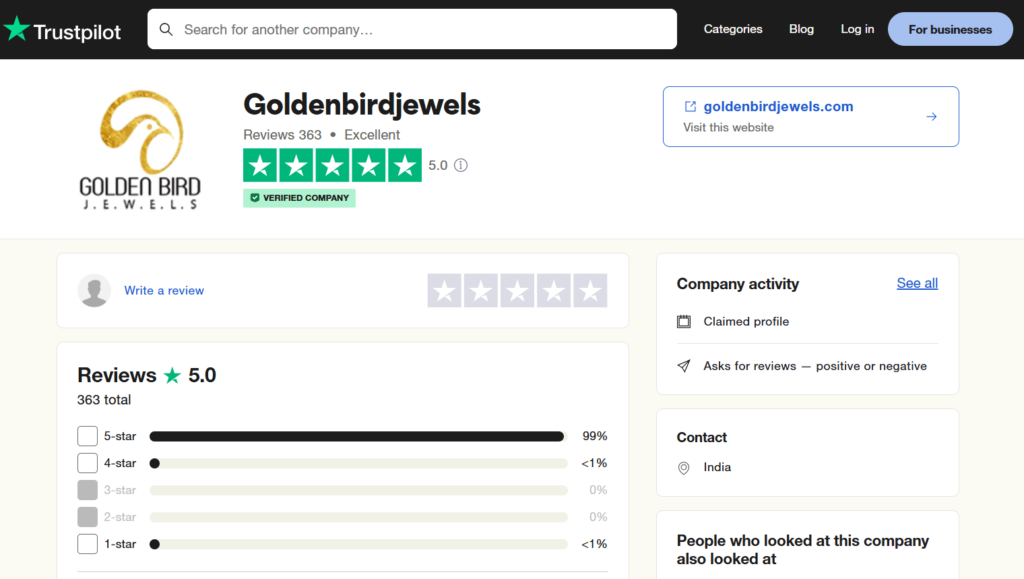 Golden Bird Jewels Reviews on Trustpilot