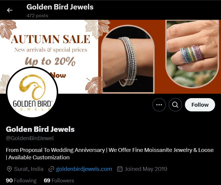 Golden Bird Jewels X(Twitter) profile