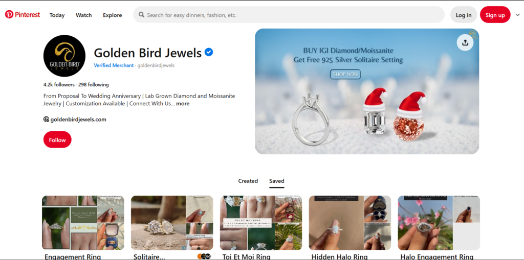 Golden Bird Jewels Pinterest profile