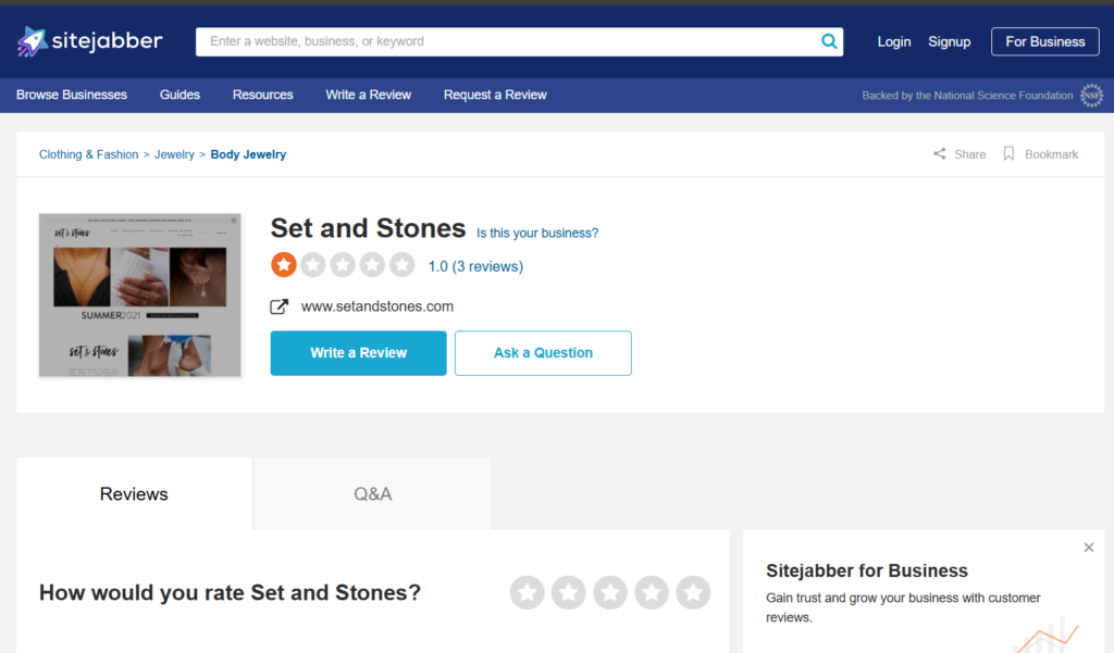 Stone and Strand reviews on Sitejabber