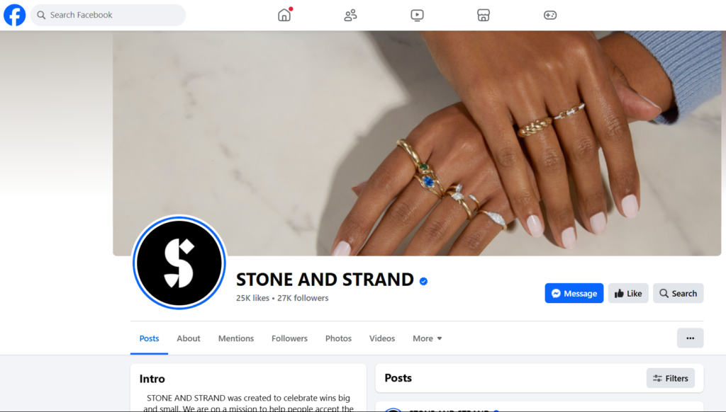 Stone and Strand Facebook profile