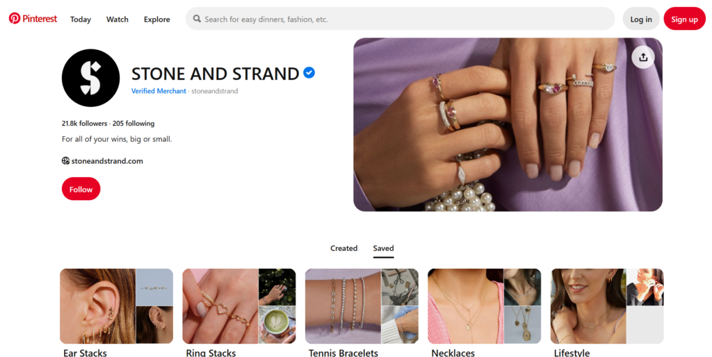 Stone and Strand Pinterest profile