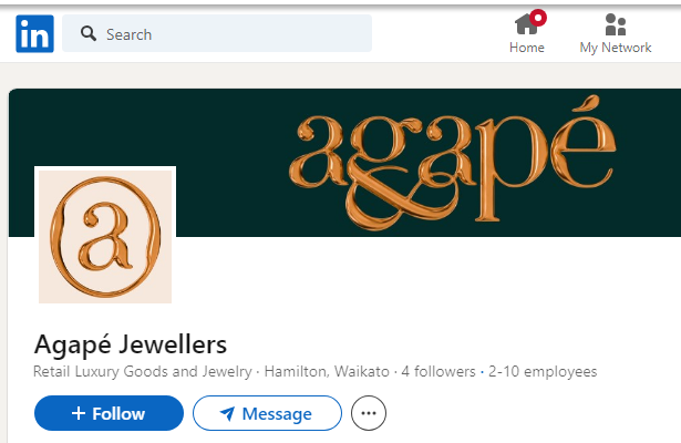 Agape Jewelry LinkedIn Profile