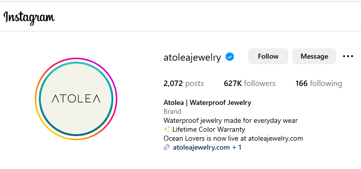 Atolea Jewelry Instagram Profile Image