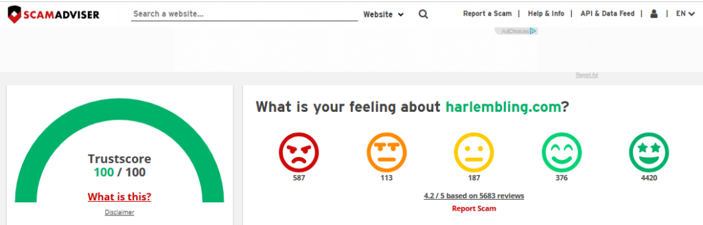 HarlemBling Review On Scam Adviser