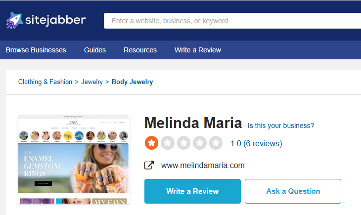 Melinda Maria Jewelry Review On Sitejabber