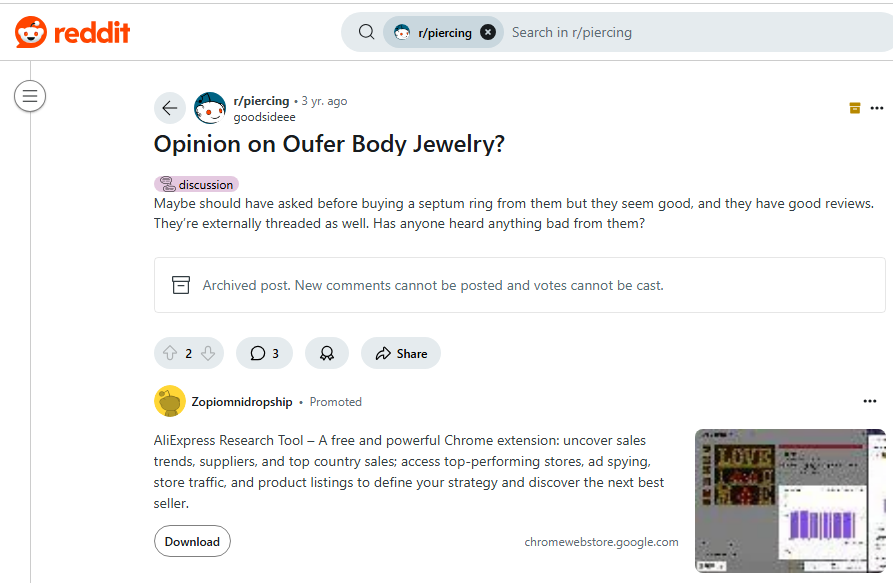 Oufer Body Jewelry Review On Reddit