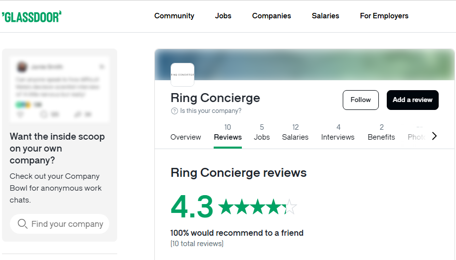 Ring Concierge Review Glassdoor