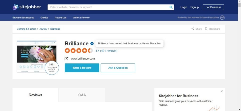 Brilliance Diamond Review On Sitejabber
