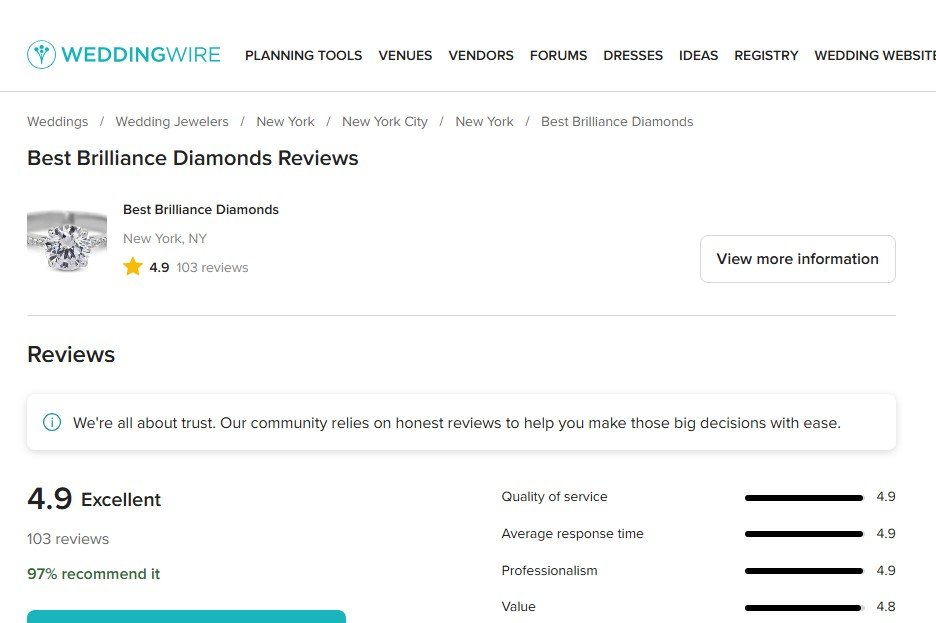 Brilliance Diamond Reviews on WeddingWire