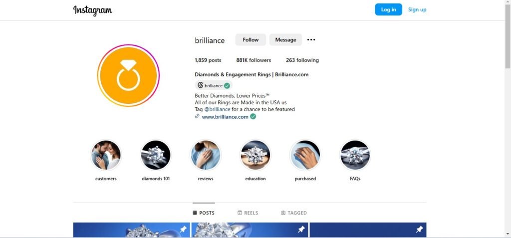 Brilliance Diamonds Instagram Profile