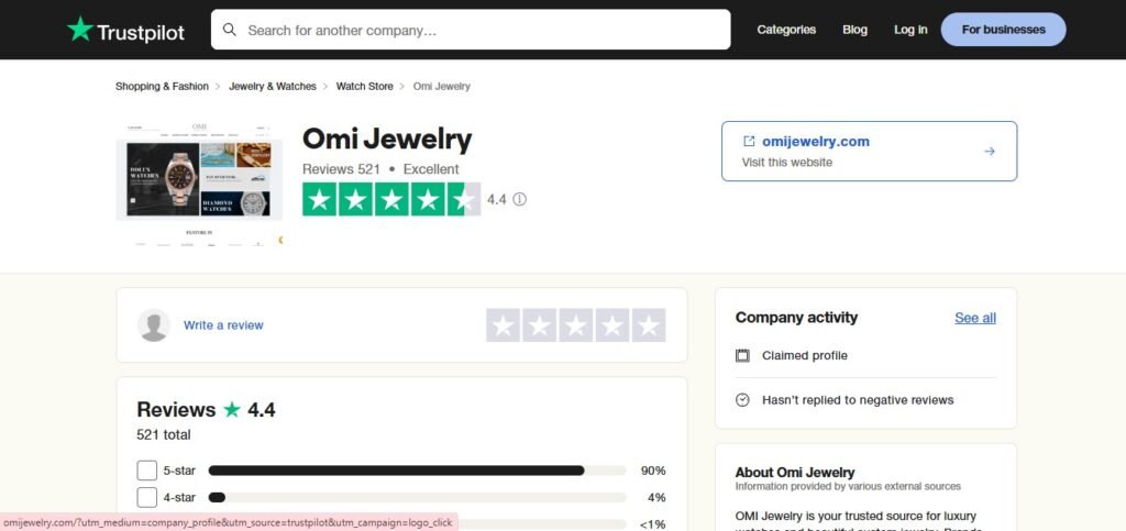 Omi Jewelry reviews on trustpilot