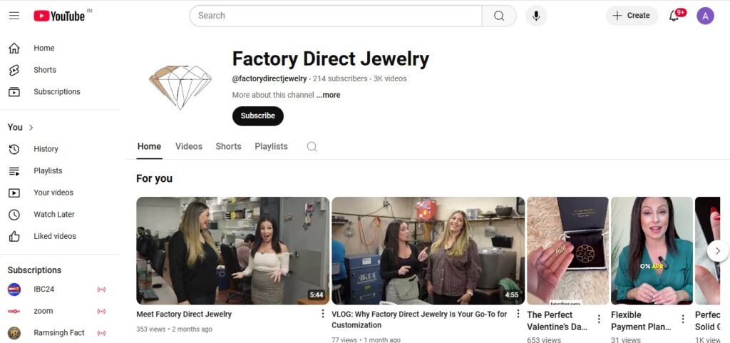 Factory Direct Youtube Channel Image