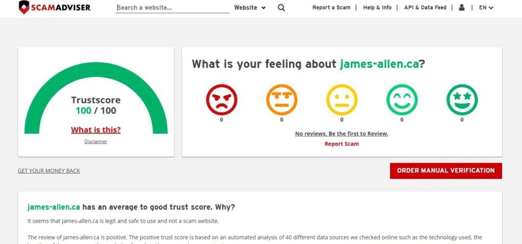 James Allen Reviews On Scamadviser