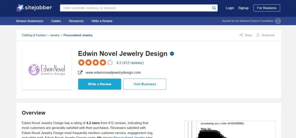 Edwin Novel Jewelry Reviews On Sitejabber