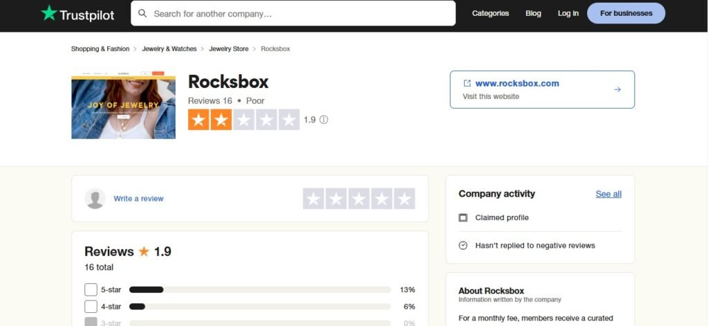 Rocksbox reviews on Trustpilot