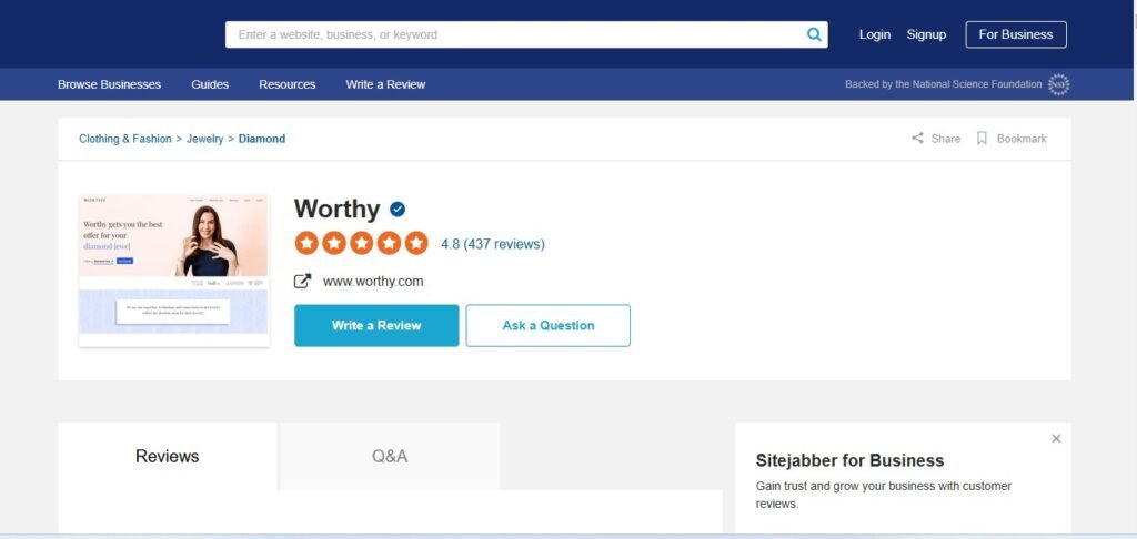 Worthy Reviews on Sitejabber