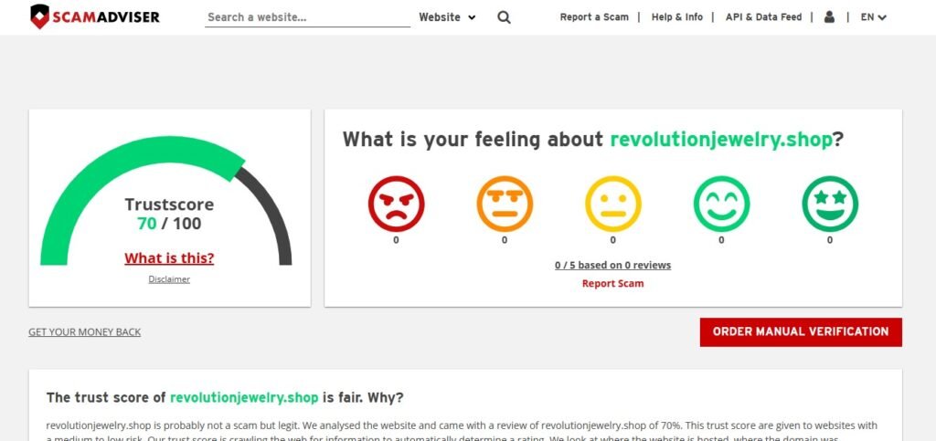 Revolution Jewelry Reviews on Scamadviser