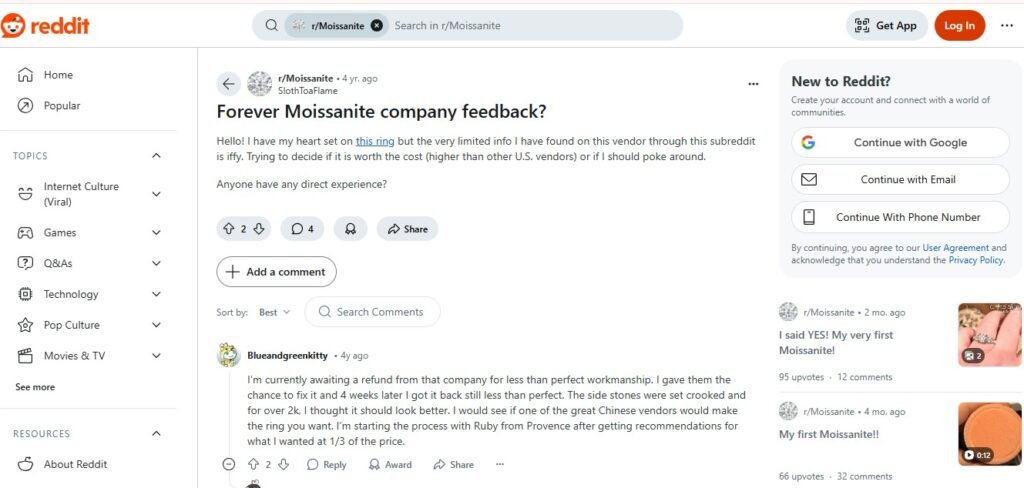 Forever Moissanite Reviews On Reddit