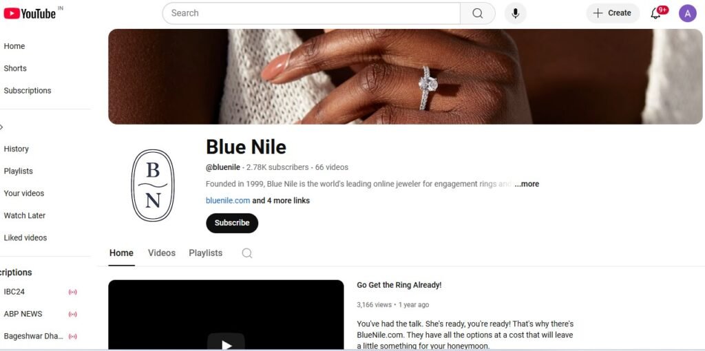 Blue Nile YouTube Channel Image