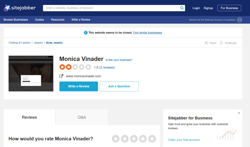 Monica Vinader Reviews on Sitejabber