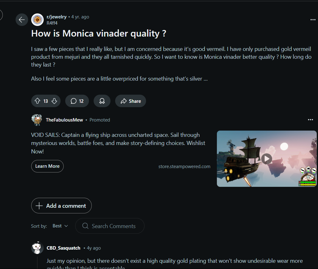 Monica Vinader Reviews on Reddit