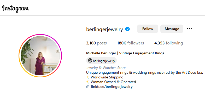 Berlinger Jewelry Instagram Profile