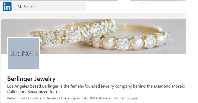 Berlinger Jewelry LinkedIn Profile
