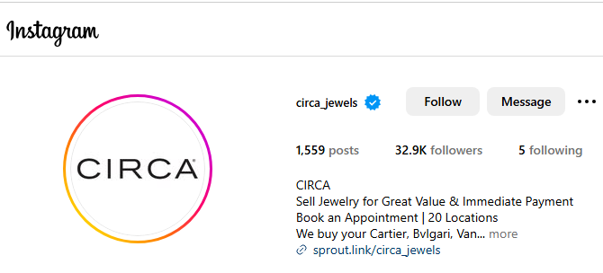 Circa Jewels Instagram Profile