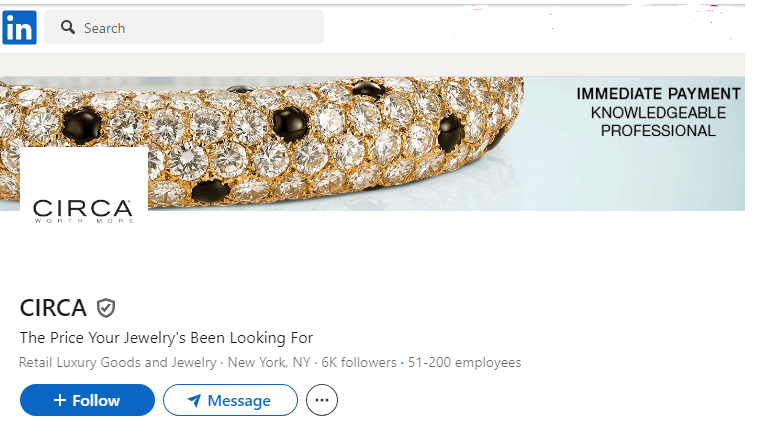 Circa Jewels LinkedIn Profile