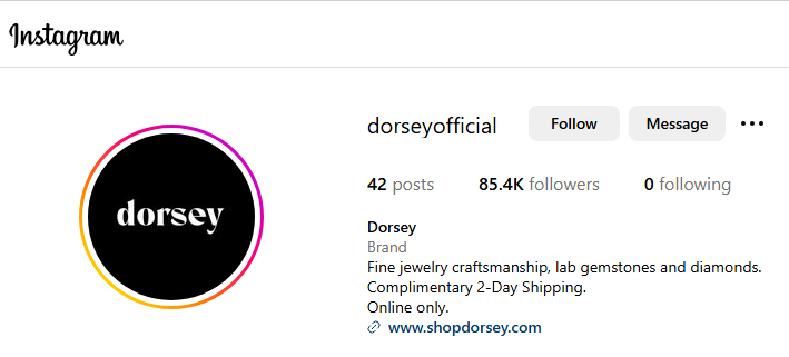 Dorsey Jewelry Instagram Profile