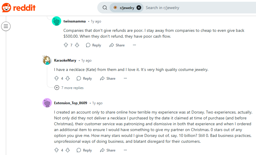 Dorsey Jewelry Review On Reddit