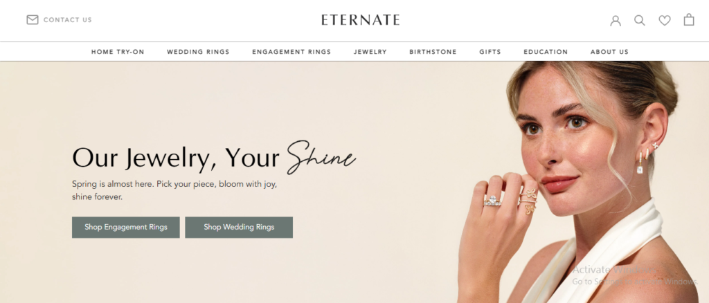 Eternate Jewelry Homepage Image
