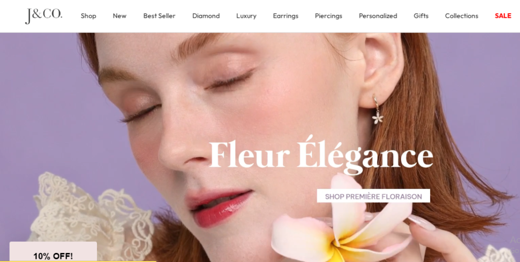 J&Co Jewelry Website Homepage