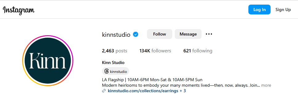 Kinn Jewelry Instagram Profile Image