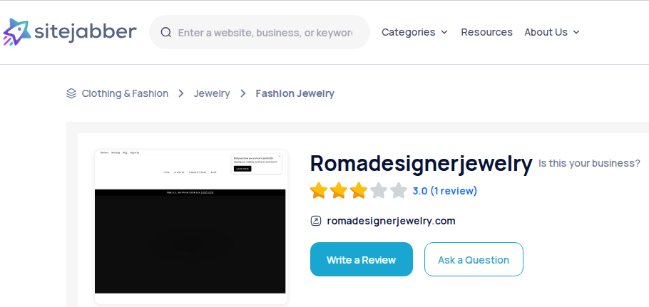 Roma Designer Jewelry Review On Sitejabber