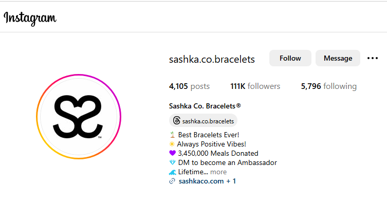 Sashka Co Bracelet Instagram Profile