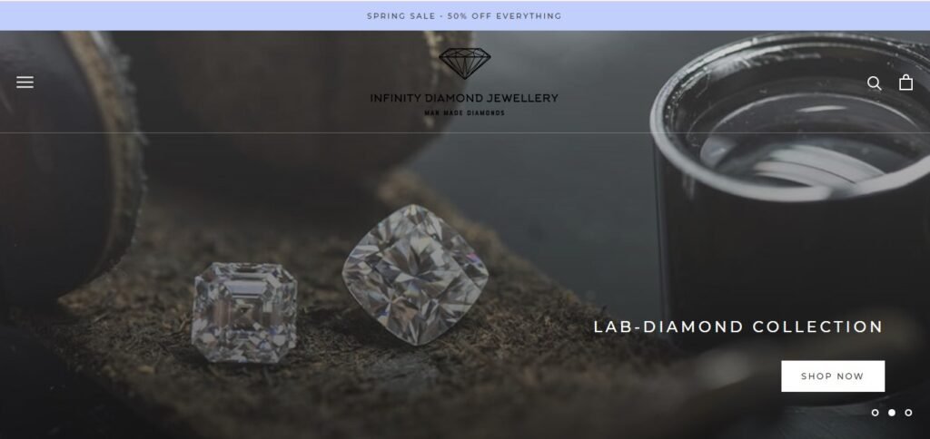 Infinity Diamond Jewellery Website Homepage