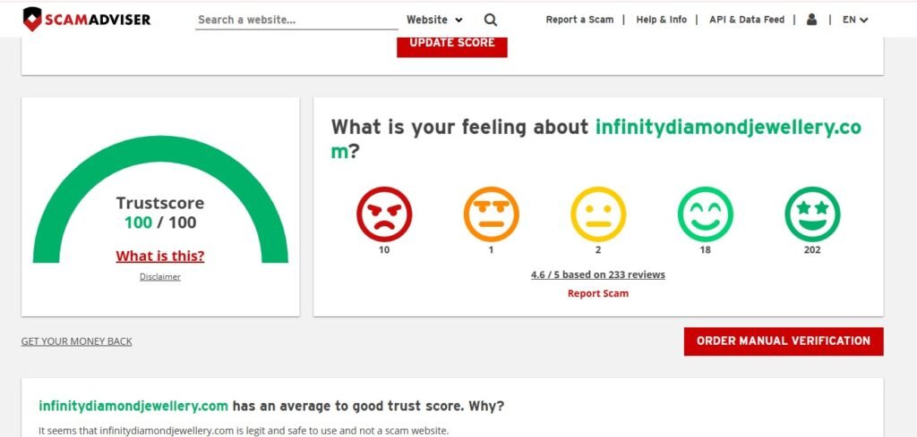 Infinity Diamond Jewellery Reviews on Scamadviser