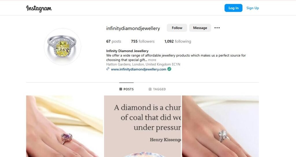 Infinity Diamond Jewellery Instagram profile Image